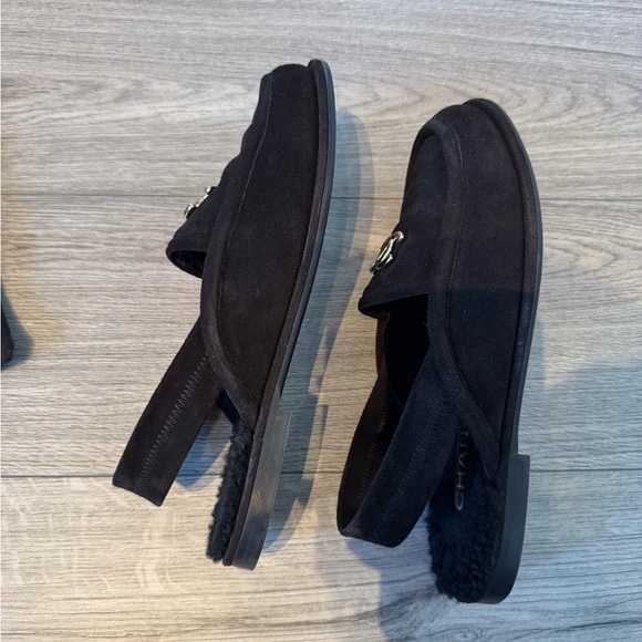 CHANEL BLACK SUEDE SLINGBACK LOAFERS - WORN ONCE SIZE 39.5 - Picture 7 of 7